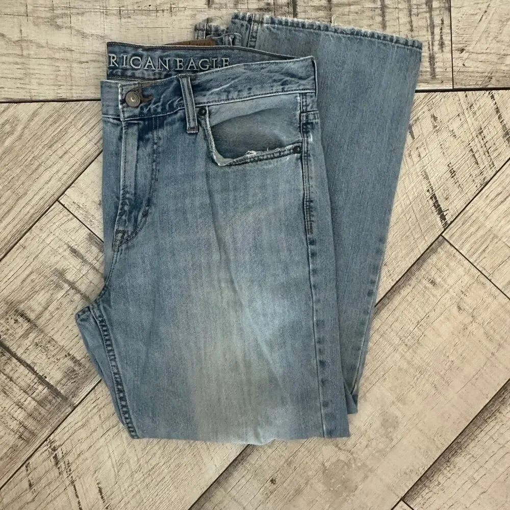American Eagle Men's Bootcut Jeans 33 x 30 Medium Wash